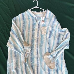 NWT Tommy Bahama Button Down Shirt 3XL Blue Stripe Linen Blend $135 Retail